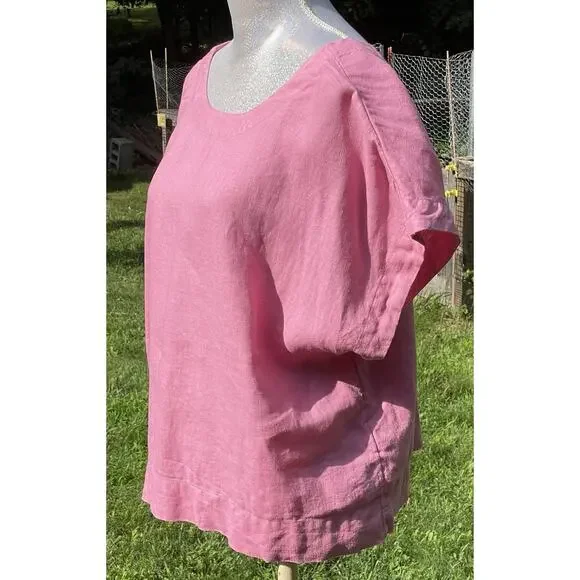 MADEWELL Linen Square Back Crewneck Top Short Sleeve Shirt Light Pink size XL - Picture 6 of 16